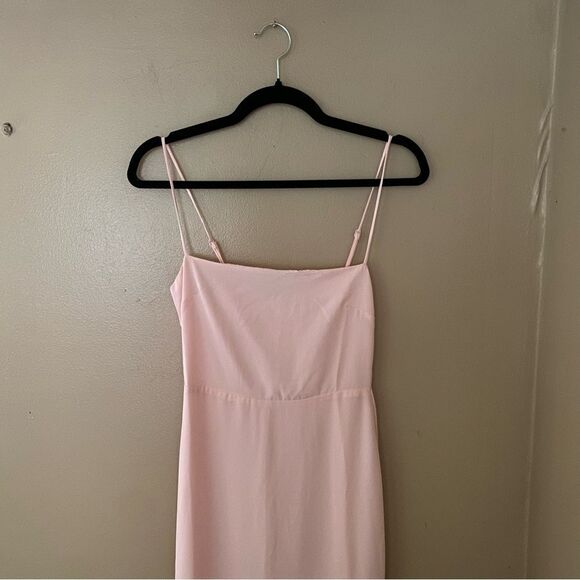 Superdown Addison Maxi Dress Blush pink chiffon slip dress slit Revolve S NWT - Picture 10 of 12